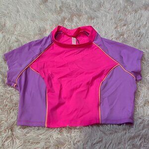 Victoria's Secret Pink and Purple Cropped Rash Guard